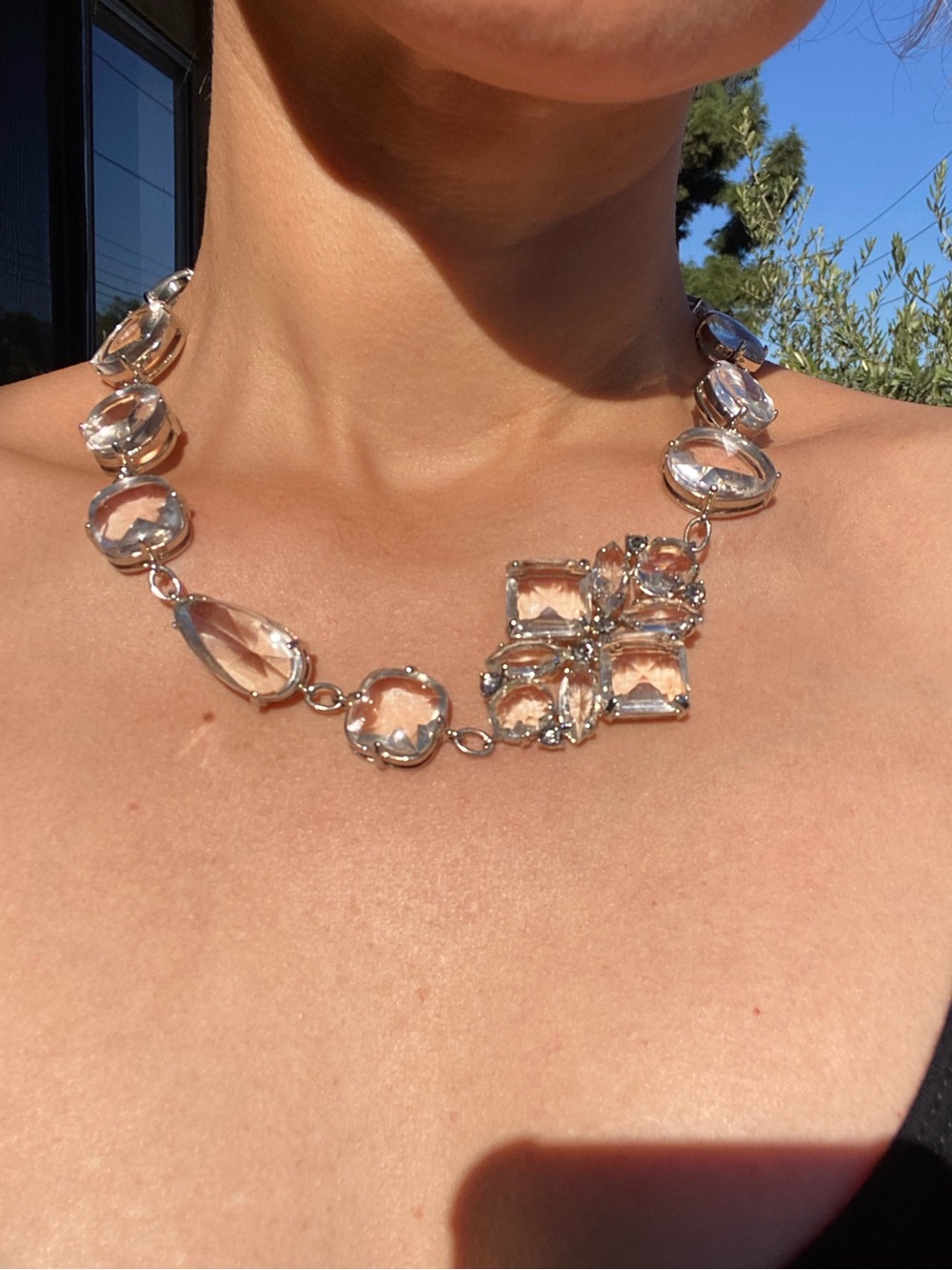 Crystal Statement Necklace - Clear Crystal Design